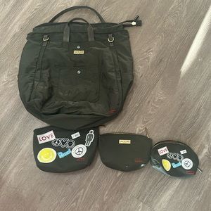 Peace Love World large travel tote